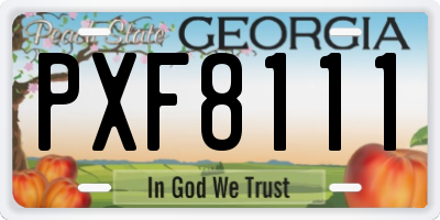 GA license plate PXF8111