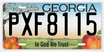 GA license plate PXF8115