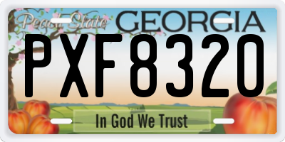 GA license plate PXF8320