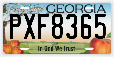 GA license plate PXF8365