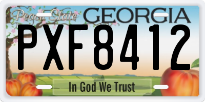 GA license plate PXF8412