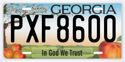GA license plate PXF8600