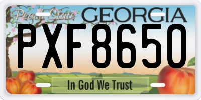 GA license plate PXF8650