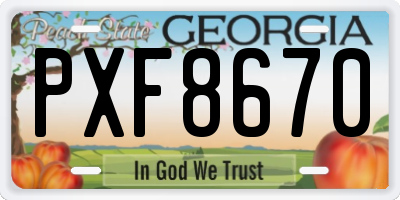 GA license plate PXF8670