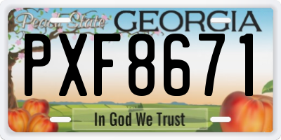 GA license plate PXF8671