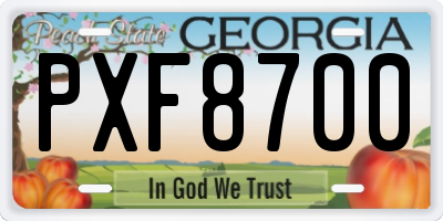GA license plate PXF8700
