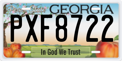 GA license plate PXF8722