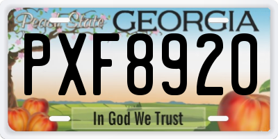 GA license plate PXF8920