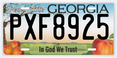 GA license plate PXF8925