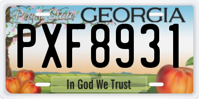 GA license plate PXF8931