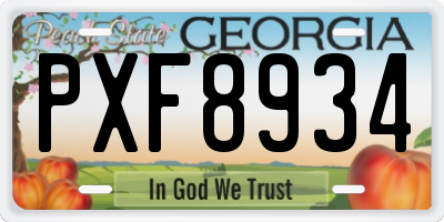 GA license plate PXF8934