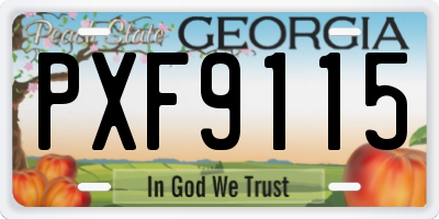 GA license plate PXF9115