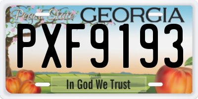GA license plate PXF9193