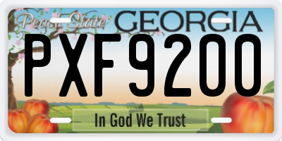 GA license plate PXF9200