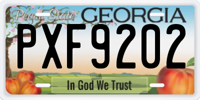 GA license plate PXF9202