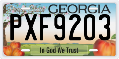 GA license plate PXF9203