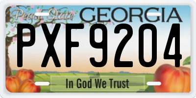 GA license plate PXF9204