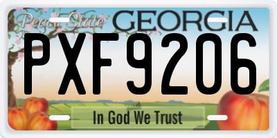 GA license plate PXF9206