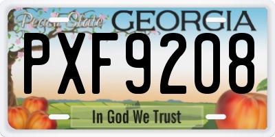 GA license plate PXF9208