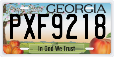GA license plate PXF9218
