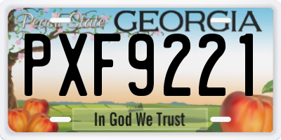 GA license plate PXF9221