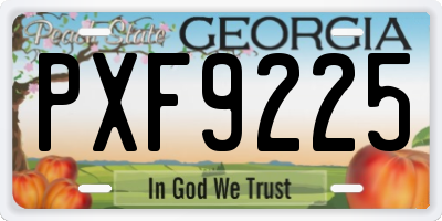 GA license plate PXF9225