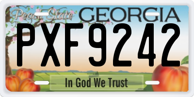 GA license plate PXF9242