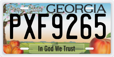 GA license plate PXF9265