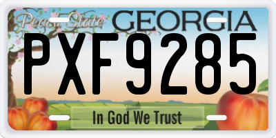 GA license plate PXF9285