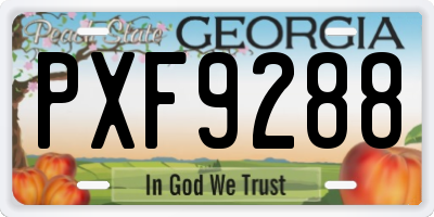 GA license plate PXF9288