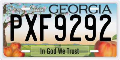 GA license plate PXF9292