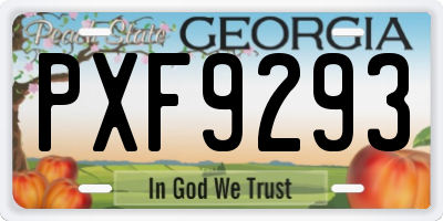 GA license plate PXF9293