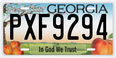 GA license plate PXF9294