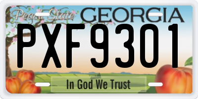 GA license plate PXF9301