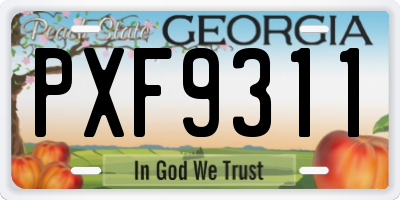 GA license plate PXF9311