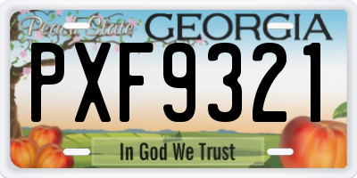 GA license plate PXF9321