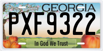 GA license plate PXF9322