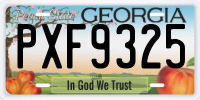 GA license plate PXF9325