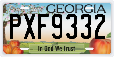 GA license plate PXF9332