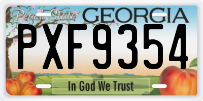 GA license plate PXF9354