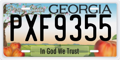 GA license plate PXF9355