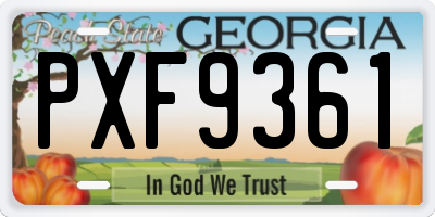 GA license plate PXF9361