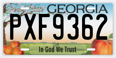 GA license plate PXF9362