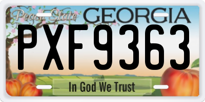 GA license plate PXF9363