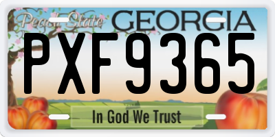 GA license plate PXF9365