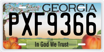 GA license plate PXF9366