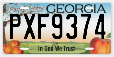 GA license plate PXF9374