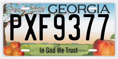 GA license plate PXF9377