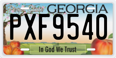 GA license plate PXF9540