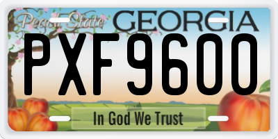 GA license plate PXF9600